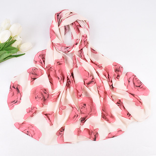 Autumn and Winter New Rose Tie-Dye Pearl Chiffon Scarf Scarf Shawl Long Scarf Women Cross-Border Wholesale