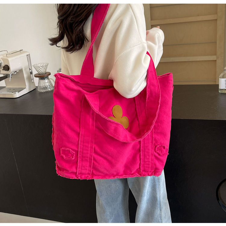 577g Weight Polyester Lining Material Sewing Thread Fashion Element Open Closure Type Double Handle Strap Type Tote Bag Bags Type Daily, Street, Shopping Occasion Canvas Material Solid Color Pattern All Seasons Season Women's Gender Streetwear Style Square Shape Large Size Women's Large Canvas Solid Color Streetwear Sewing Thread Square Open Tote Bag 15
