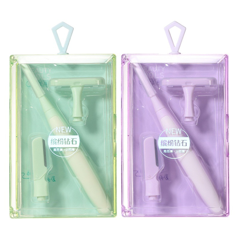 Lmltop desmontable ceja trimmer rastrillo cuchillo combinación con protector neto raspador ceja trimmer SY331