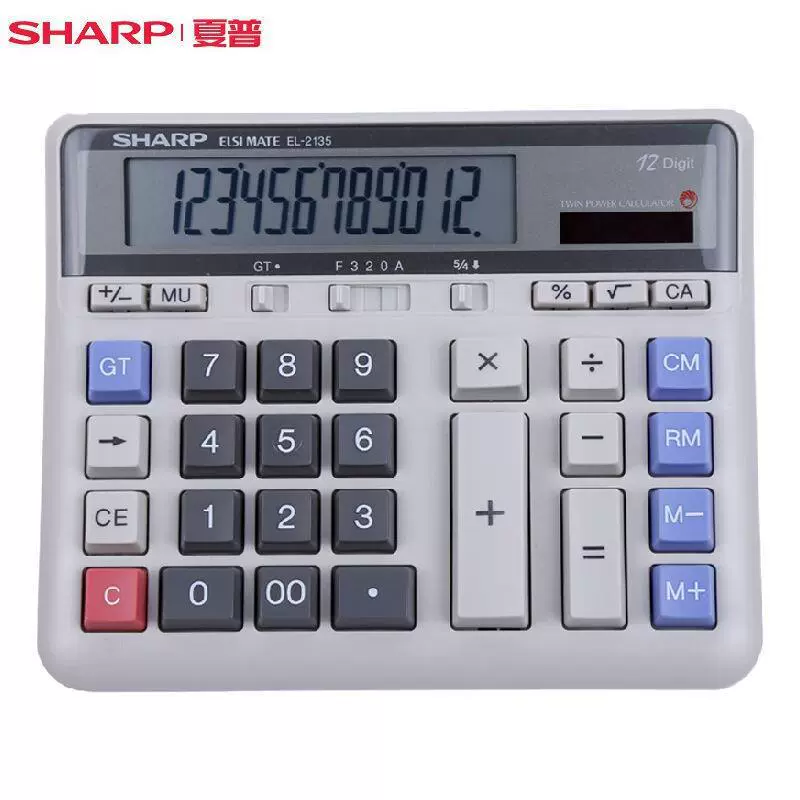 Калькулятор для банков/бухгалтерии Sharp (SHARP) EL-2135, клавиши «компьютерные», серый