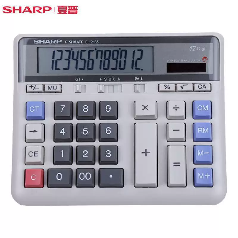 Калькулятор для банков/бухгалтерии Sharp (SHARP) EL-2135, клавиши «компьютерные», серый