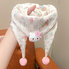 婴儿围巾秋冬新款小月龄女童兔子三角巾春秋季女宝宝保暖防风围脖