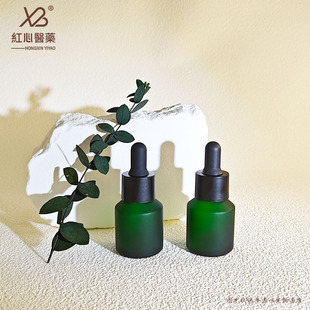Factory in stock green matte slanting shoulder 15ml essential oil dropper bottle cosmetic packaging factory small sample bottle wholesale
