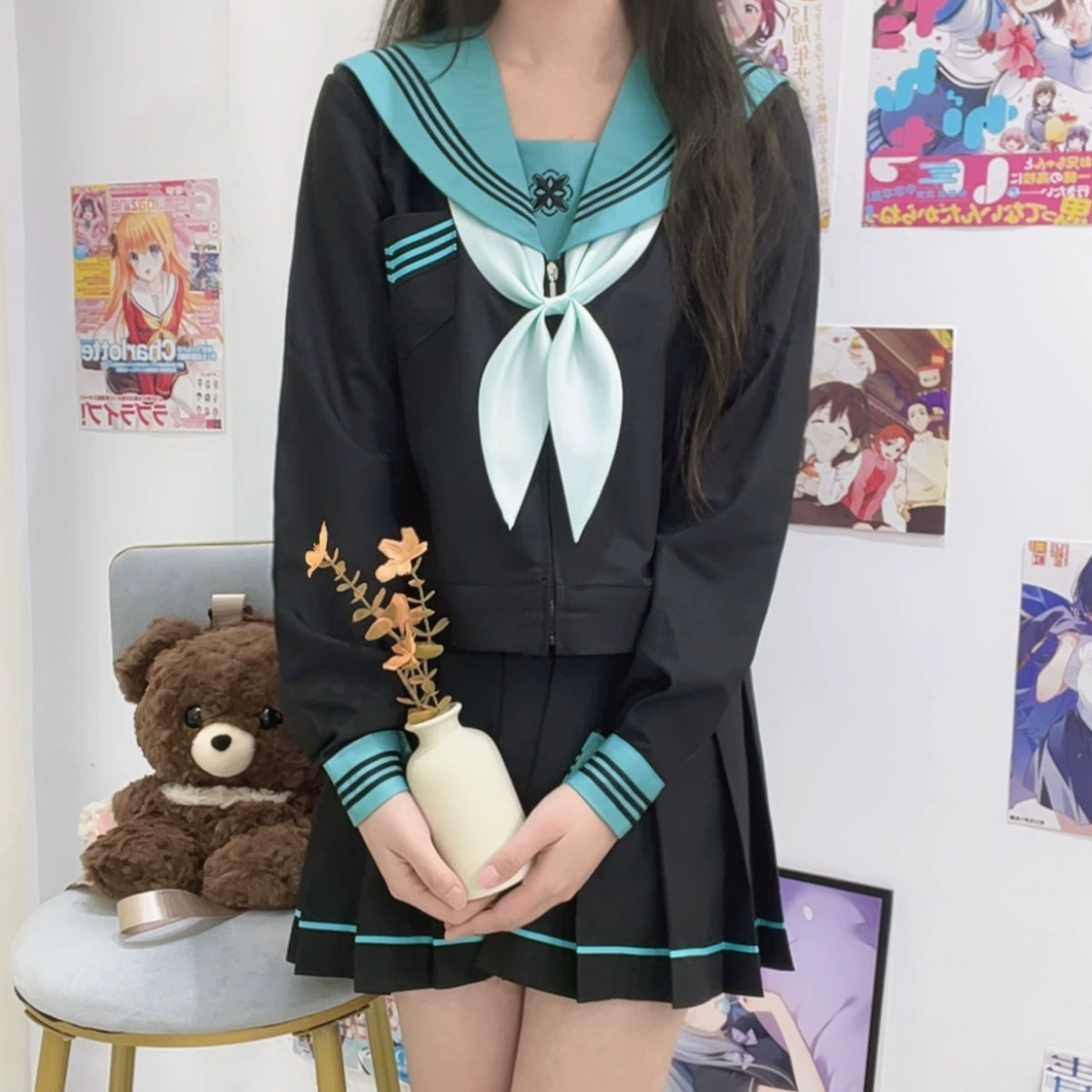 [Qingli] Оригинальная униформа JK Hatsune фэн-шуй, морская форма, японский стиль, классная форма в консервативном стиле, выпускная форма, школьные принадлежности, средняя форма