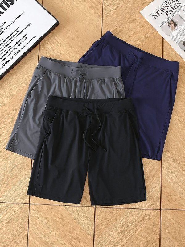 夏用薄手LULUラベル付きT.H.E.メンズスポーツショーツ裏地なしスポーツレジャーフィットネス通気性5点|undefined