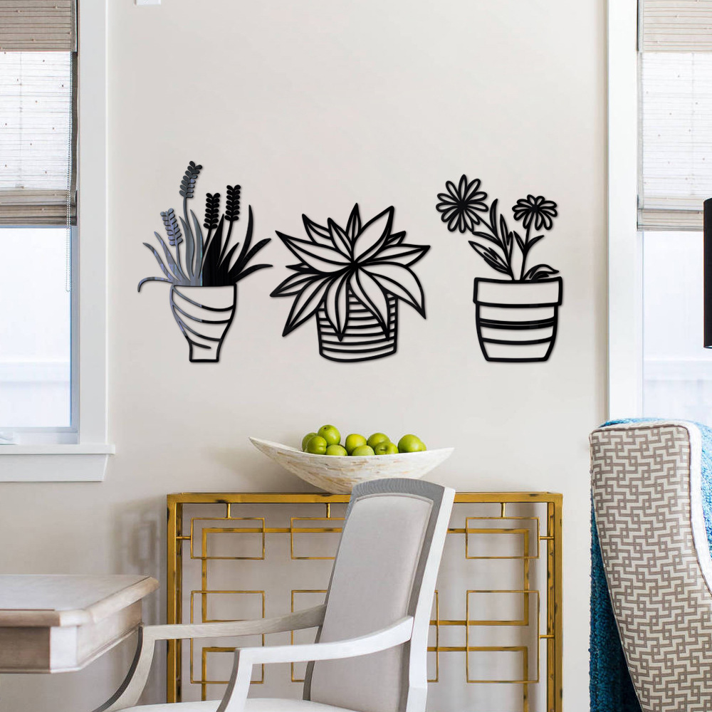 3d Potted Plant Acrylic Mirror Wall Sticker For Home Decoration_voghion.com