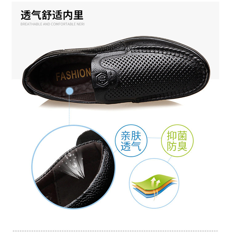 Giày lười nam da bò thoáng khí đục lỗ mũi nhọn đế mềm chống trượt gót 1–3 cm — Màu nâu, Màu đen chi tiết 11