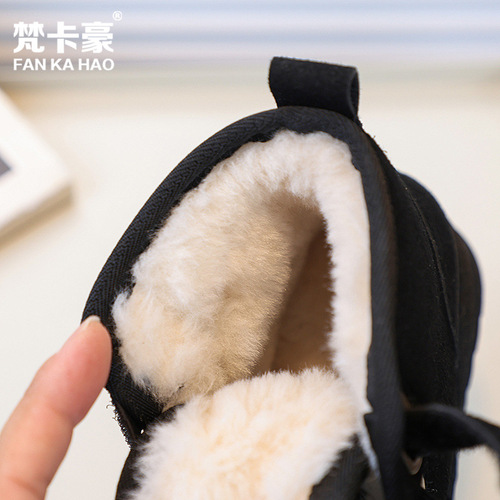 Vanka Hao Children's Plush Thicken Snow Boots Winter New Student Cotton Shoes Girls Double Magic Tab Short Boots