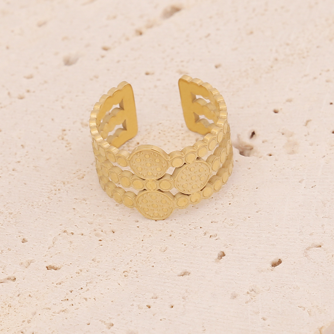 Retro Six-Pointed Star Turquoise Heart Stainless Steel Ring