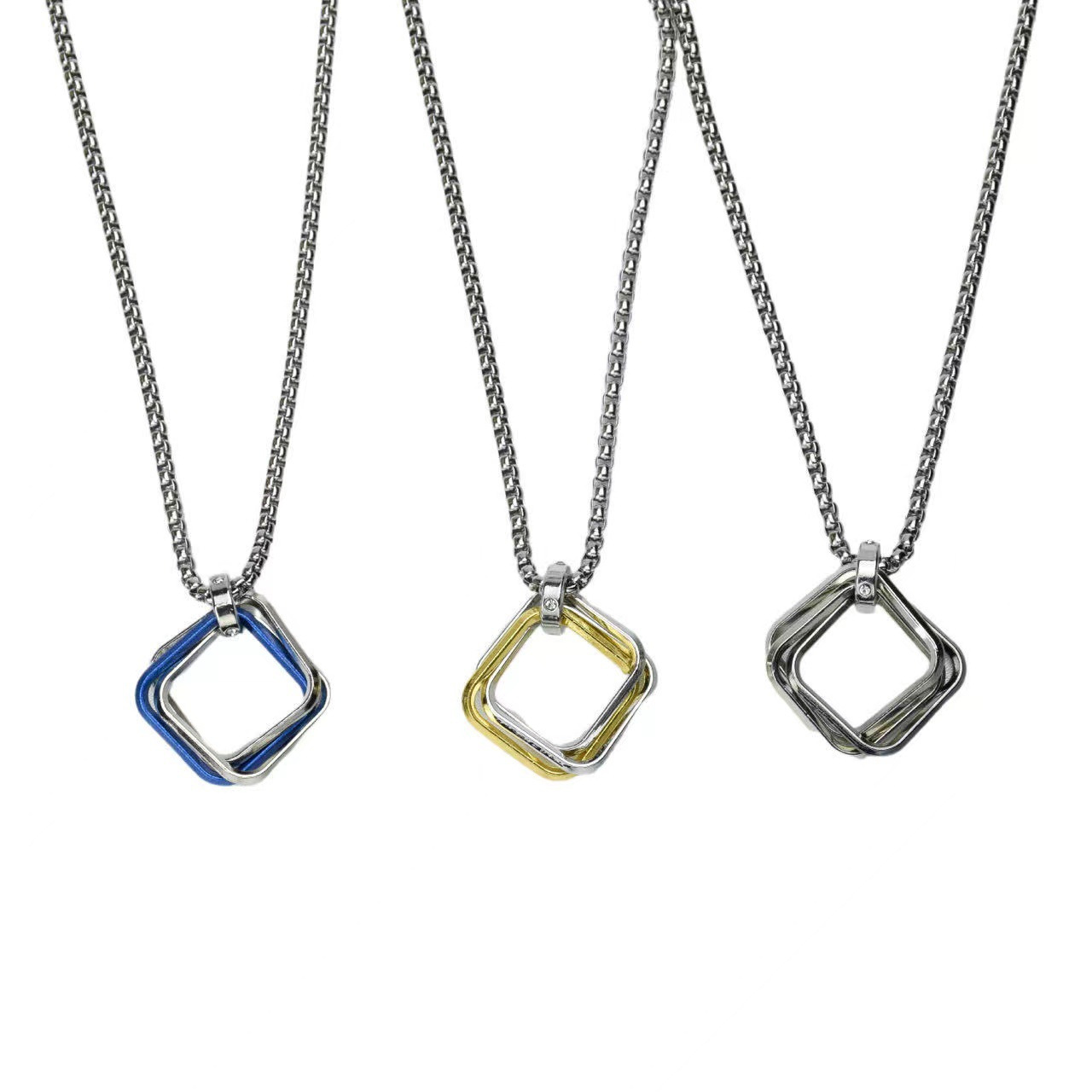 Ciondolo geometrico semplice, collana in acciaio al titanio, gioielli alla moda con catena per clavicola per uomo e donna, versatili_voghion.com