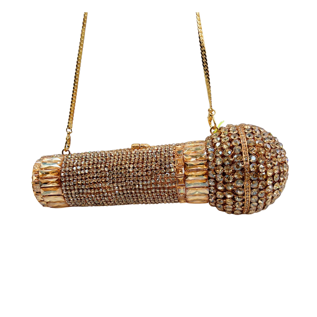 Clutch nữ đính đá dạ hội kiểu micro cầm tay — bạc, màu vàng, Vàng AB, màu nâu chi tiết 4
