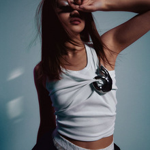 W304TP欧美2025跨境拿捏个性缩褶背心新款网红同款时尚百搭上衣女