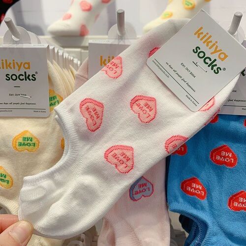 Women's Summer Thin Short Socks, Versatile with Heart Letters, Non-Slip, Low-Cut Crew Socks from Zhuji