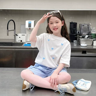 儿童洋气短袖白t恤女童宽松网红上衣大童女孩衣服2026夏装新款