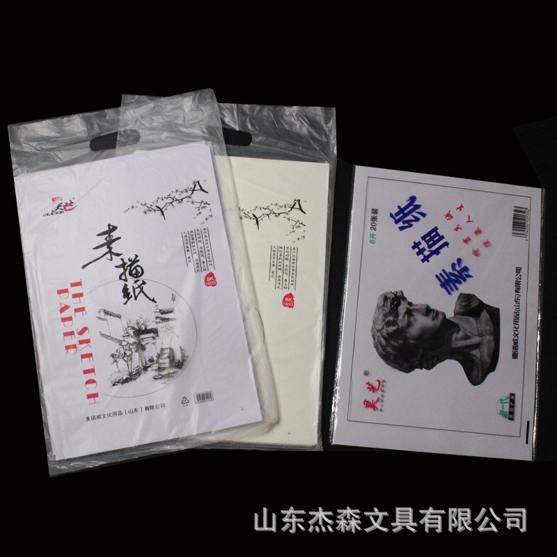 上海昊艺牌素描纸8开4开100g素描20张袋装4K 8K手提袋160g铅画纸