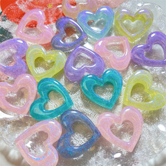 diy奶油膠細閃鏤空愛心髮夾髮飾材料百搭貼片自製手機殼樹脂配件