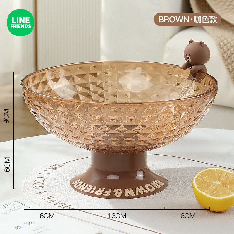 LINE FRIENDSフルーツプレート高級感軽贅沢風スナックフルーツプレートスナックキャンディー菓子ドライフルーツ高足プレート|undefined