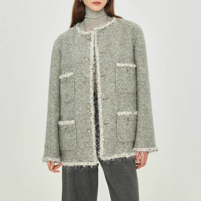Fashion Designer Wool Tassel Tweed Jacket for Women 2025 Spring Top Tweed Jacket
