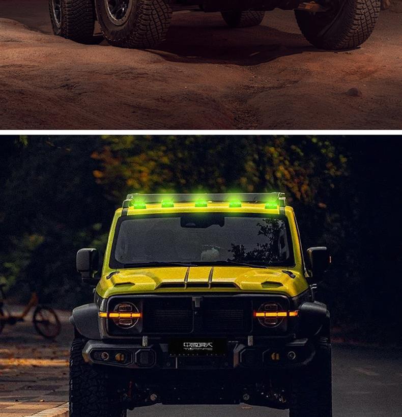 Truck LED Solar Roof Light Car Pickup Wiring Free Blow Light Bubble Diversion Cover Colorful Light Modification Accessories