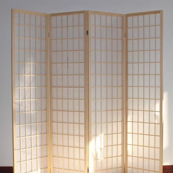 Japanese-Style Screen Partition Grid Mobile Folding Modern Minimalist Photography Background Solid Wood Floor-Standing Folding Screen Tω
