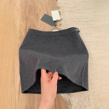 灰色羊毛呢短裙大码a字裙半身裙女秋冬黑色包臀裙裤呢子百搭显瘦