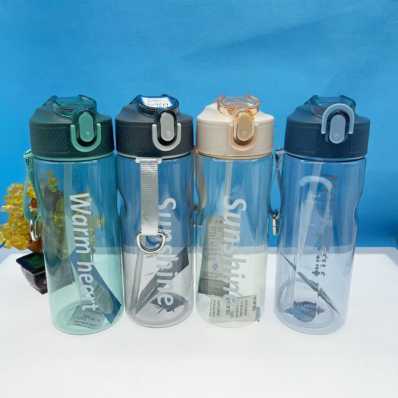 Nueva versión coreana moda 900ml plástico espacio taza silicona portátil deportes fitness espacio taza plástico transparente taza de agua