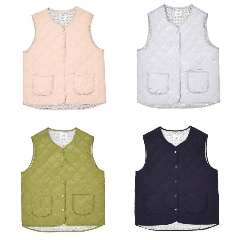 Japanese Kusuguru Japanese Single Vest Diamond Grids Quilted Autumn and Winter Women's Thermal Vest Vest with 220