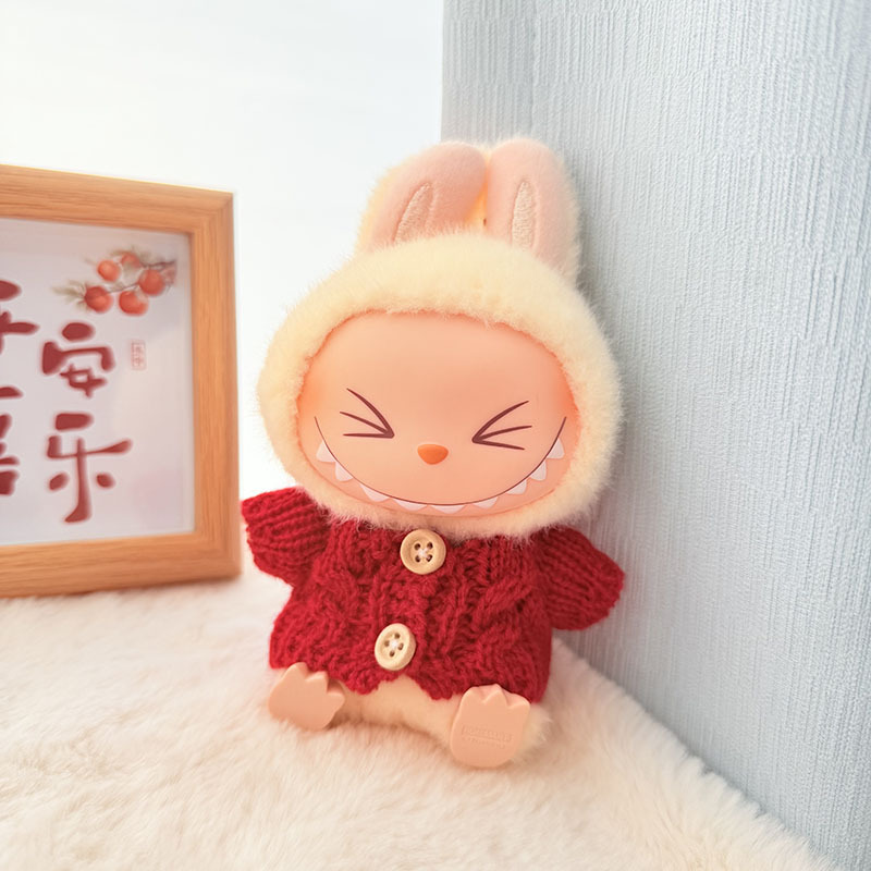 Solo ropa] Llavero de primera y segunda generación Labubu colgante de ropa Rabubu ropa de bebé suéter de punto traje de sombrero