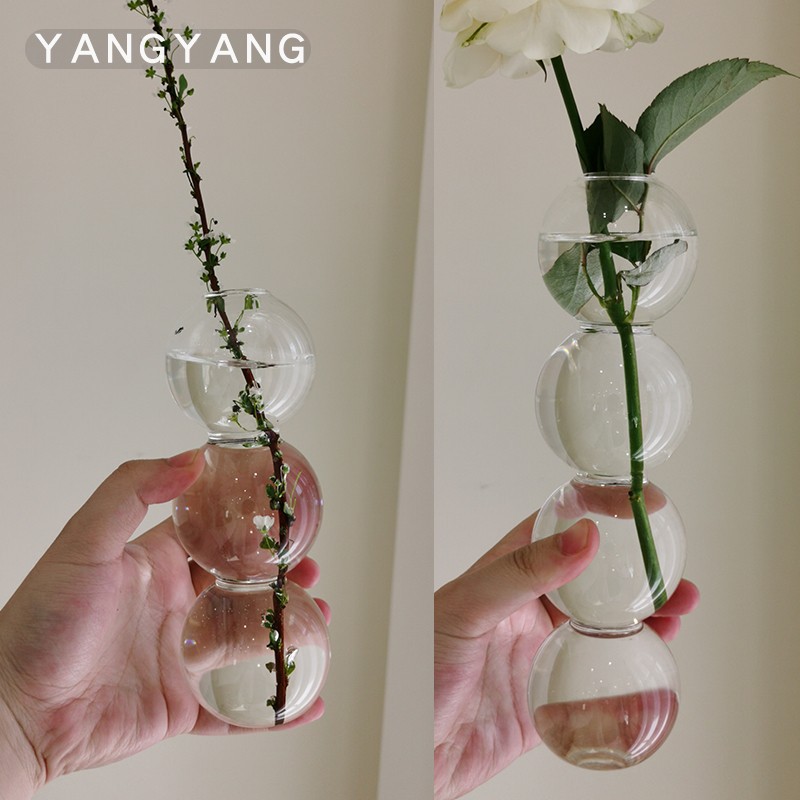 ins bubble glass vase flower arrangement hydroponic ball glass simple creative Nordic flower vessel decorative ornaments