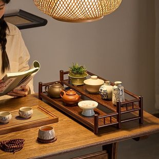 Wholesale Tea Cup Rack Chinese Style Small Bogu Rack Tea Set Teapot Tea Table Desktop Ornaments Retro Storage Rack Display