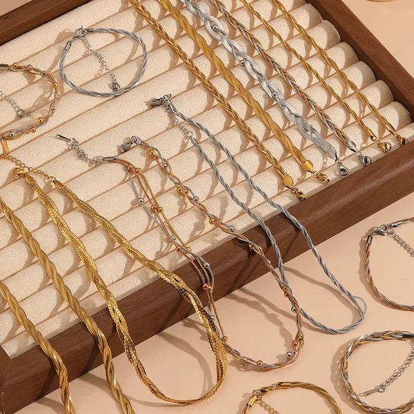 Titanium Steel Multi-strand Cross Snake Chain Jewelry Stainless Steel Color-preserving Three-strand Five-strand Chain Fashion Bracelet Anklet Necklace