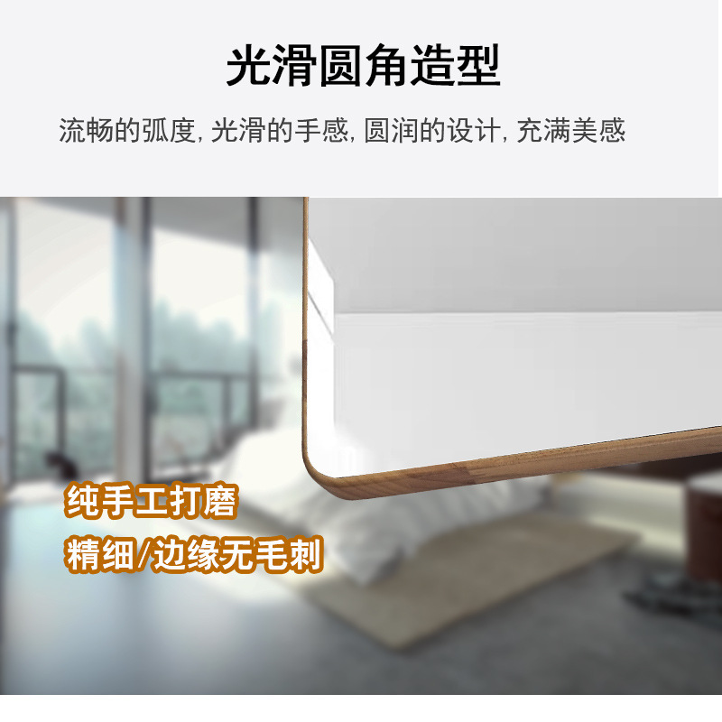 原木风家用镜子浴室镜实木圆角高清防爆梳妆镜洗手间镜子|undefined