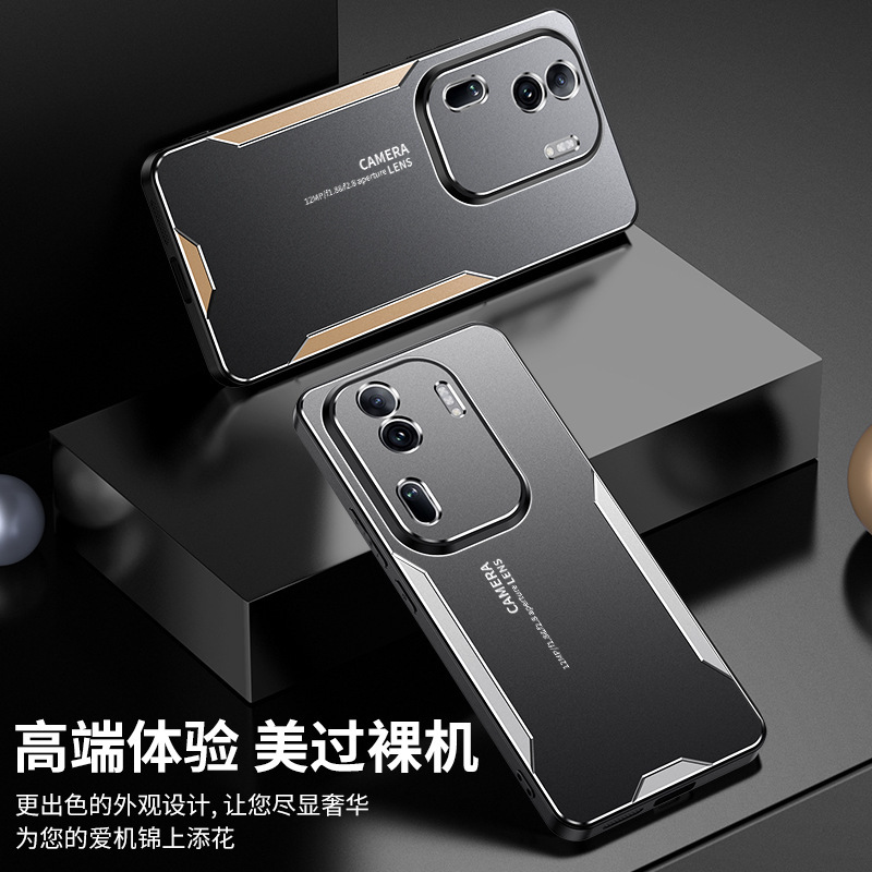 适用oppoReno11Pro手机壳三角刀锋A97金属镜头软边FindX6保护套A1