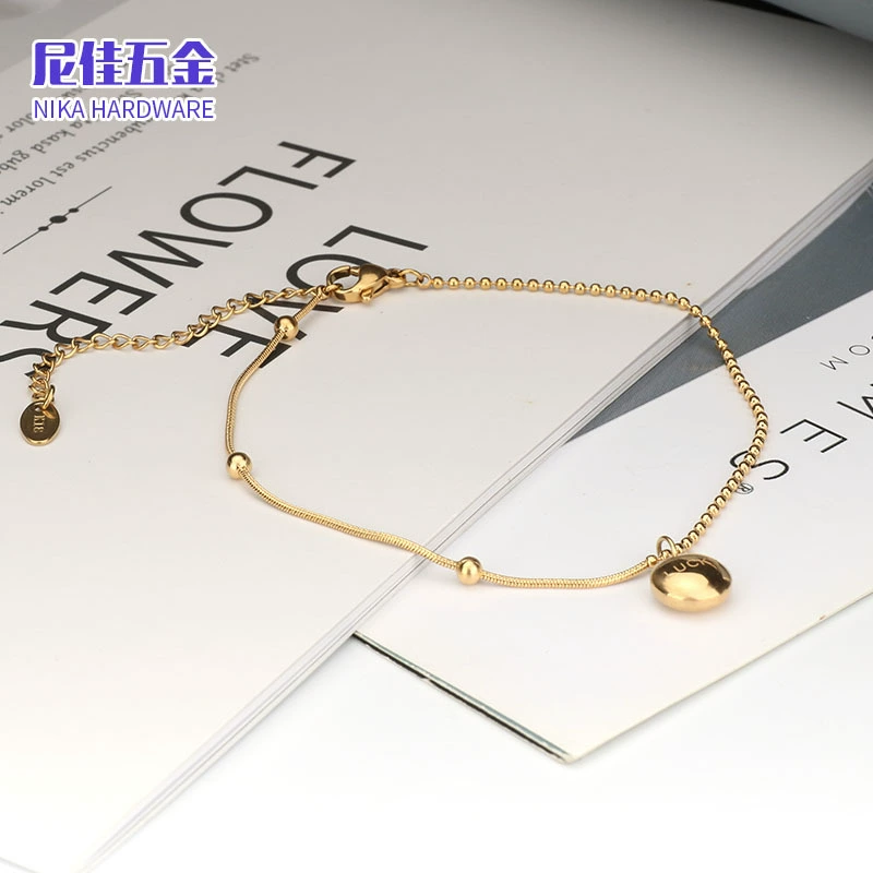 Small golden ankle bracelet stainless steel, internet celebrity, light luxury style
