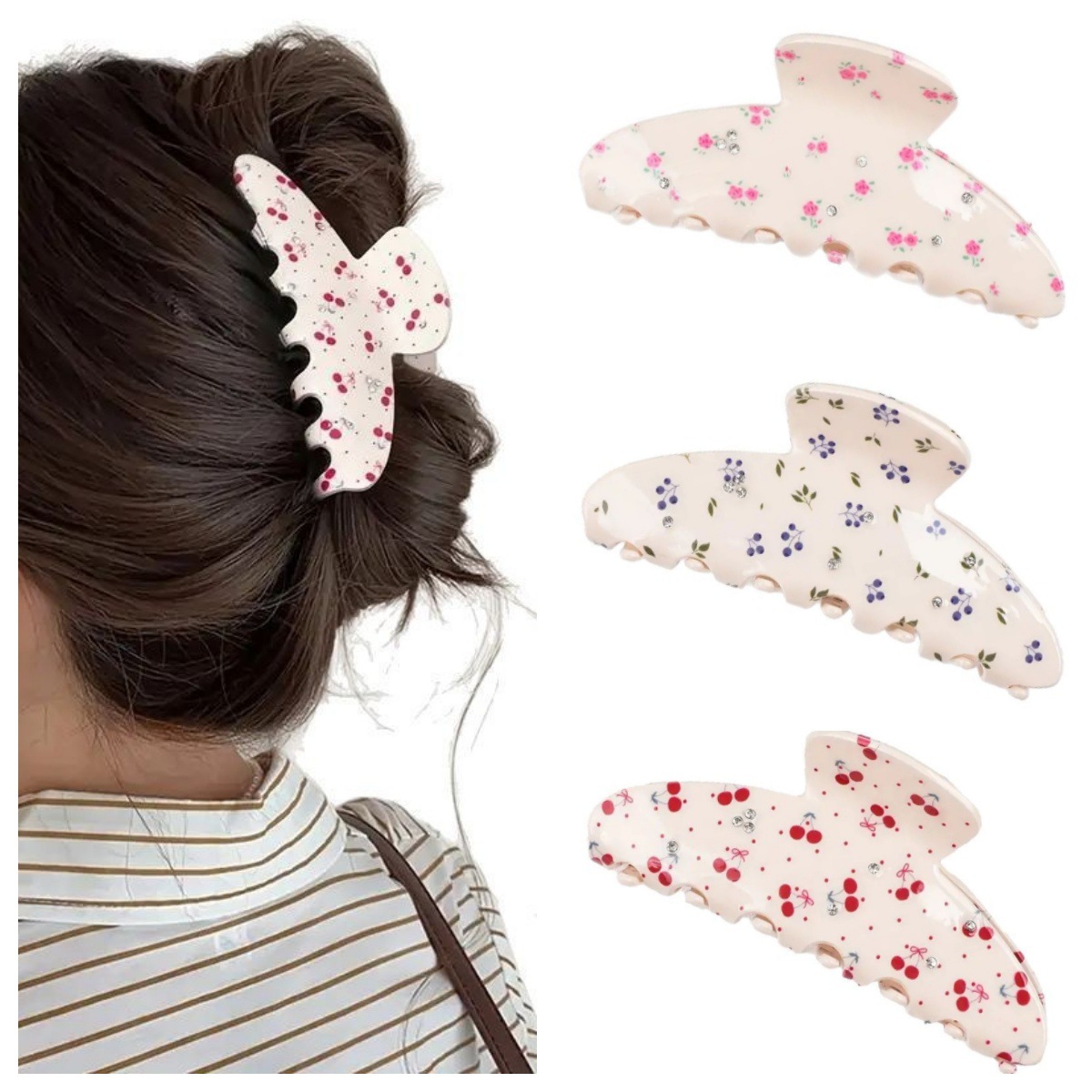 6g Weight Hair Claws Hair Accessories Type Simple Style Women's Cherry Flower Acrylic Hair Claws