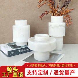 现代简约轻奢天然大理石花器桌面创意摆件客厅酒店样板间装饰花瓶