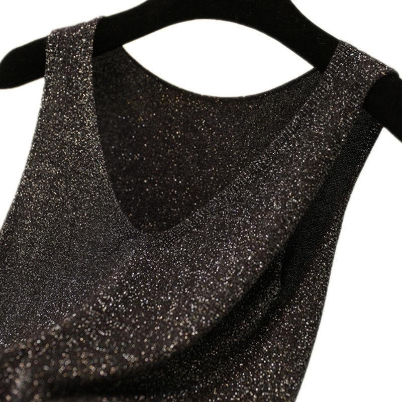 Wholesale ice silk camisole catty loose short summer large size bottoming Spring and Autumn Sweater V-neck outer wear