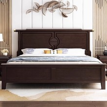 新中式实木床橡木高箱床1.5米1.8m 双人床经济型现代中式主卧婚床