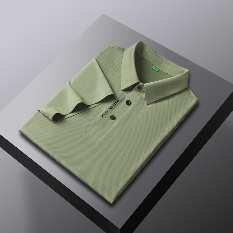 2024 hielo seda de secado rápido sin costuras polo de hombre de manga corta verano más grasa más talla camiseta de solapa gorda al por mayor