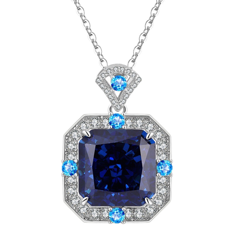 Zhuang Sheng joyería S925 plata retro moda Diamante de alto carbono las mujeres princesa cuadrado 14*14 textura joyería colgante