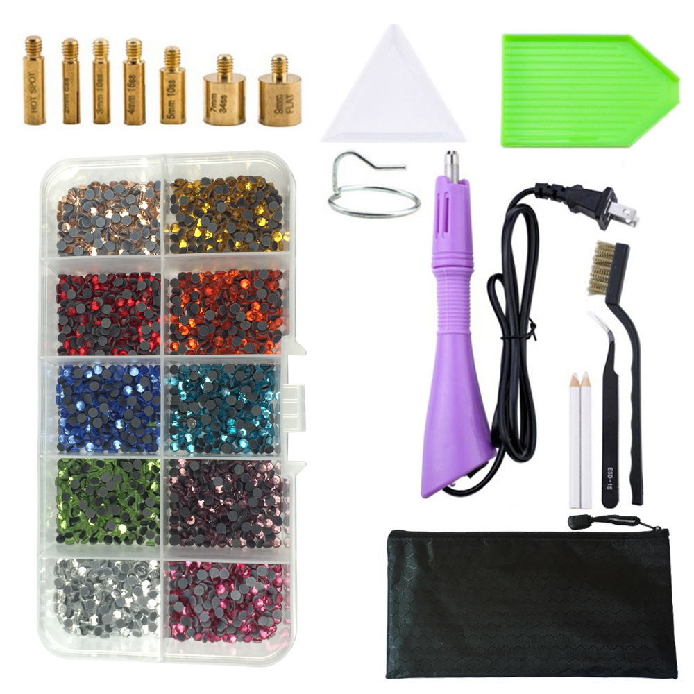 Máquina de perforación en caliente traje DMC fondo plano accesorios de herramientas de perforación en caliente pinzas Punto de ropa pluma de perforación bolsa de almacenamiento transfronterizo Amazon