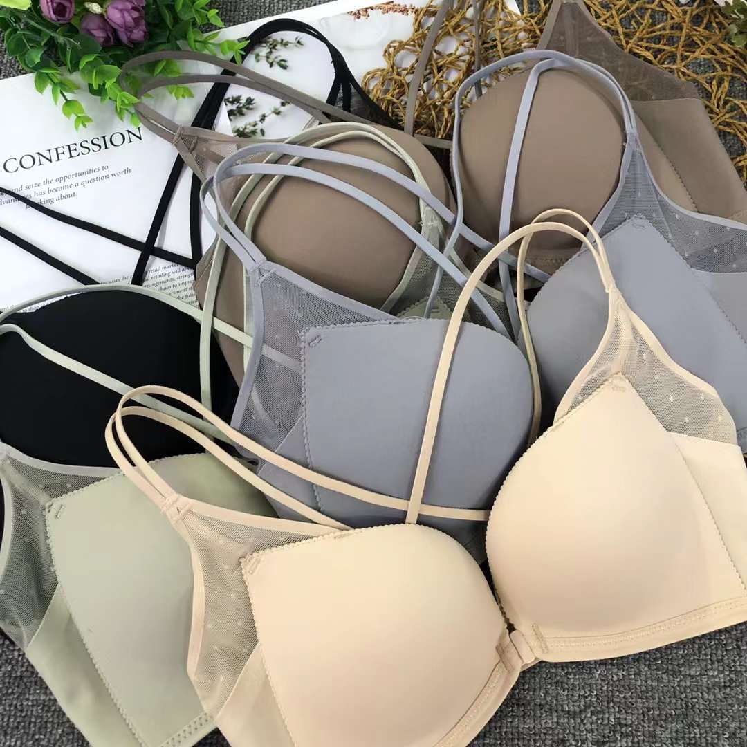 Filipina brillante hebilla frontal ropa interior sin costuras medio grueso de alta calidad se reunieron multi-color multi-tamaño sujetador inalámbrico al por mayor
