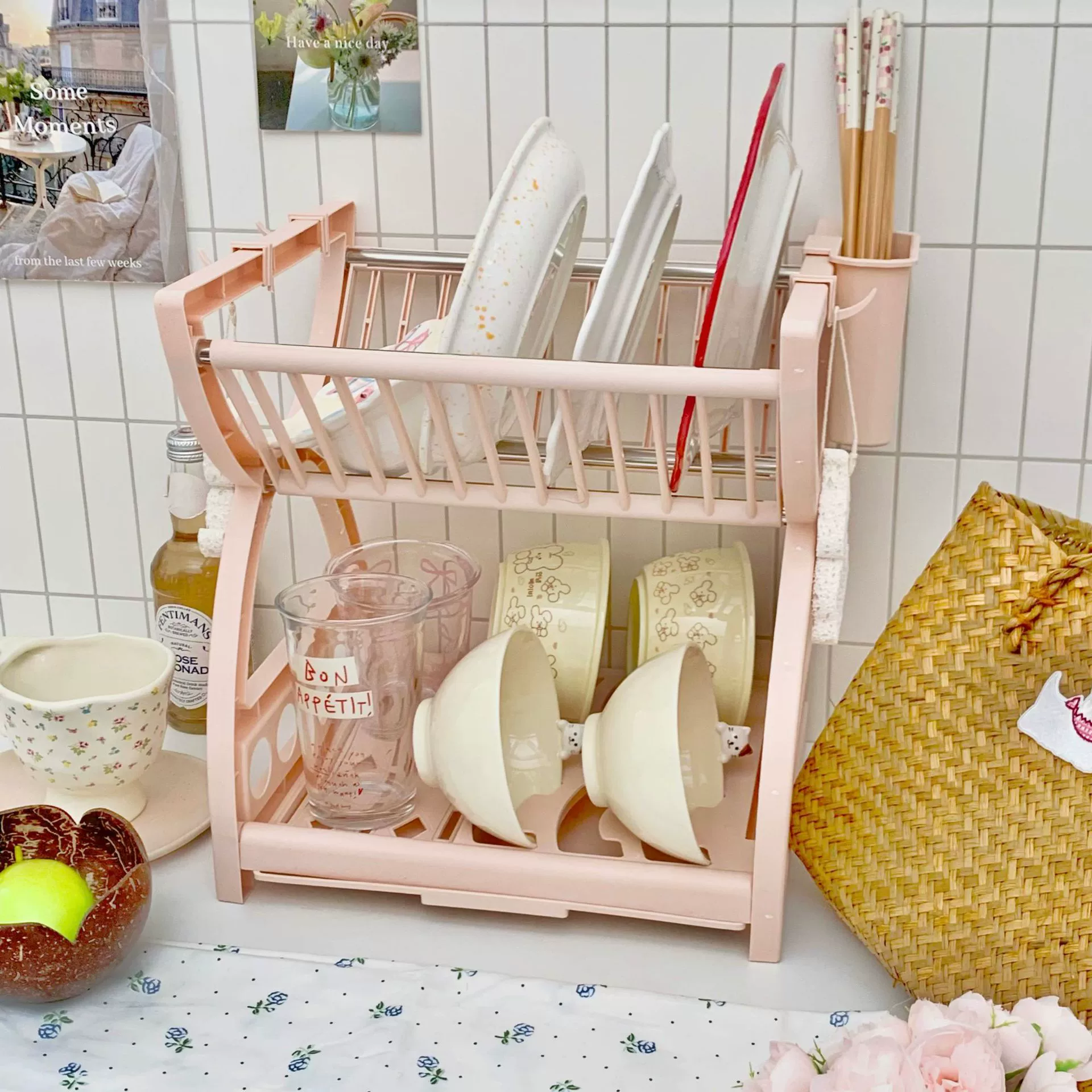 Universal storage system, double-layer tableware, drying rack, storage box