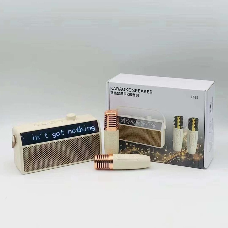 款PX-88蓝牙音响 麦克风带歌词显示超重低音炮音箱 无线K歌宝音|undefined