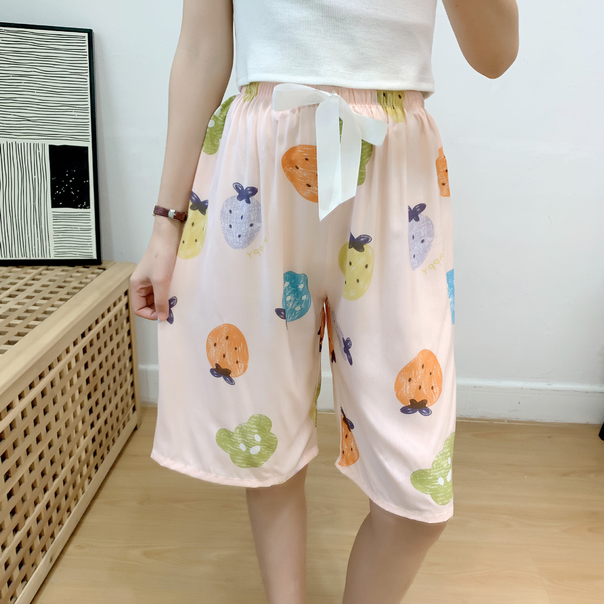 ¡Ropa para dormir! Pijama de seda de algodón pantalones cortos de verano para mujer