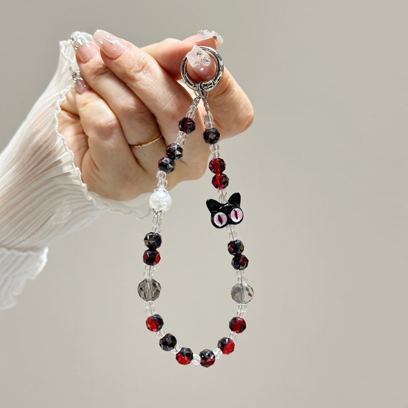 합금 고양이 눈 크리스탈 체인 레드