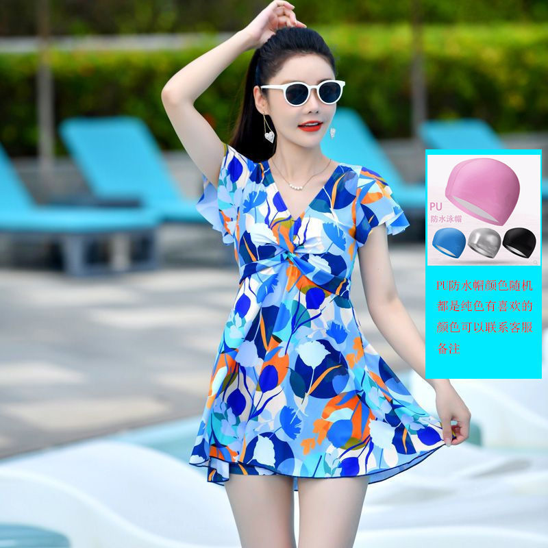 2024 nuevo trajes de baño conservadores para mujeres cubren el abdomen y los ángulos planos para bañarse en aguas termales grandes mm gordo madre de mediana edad suelta comercio exterior