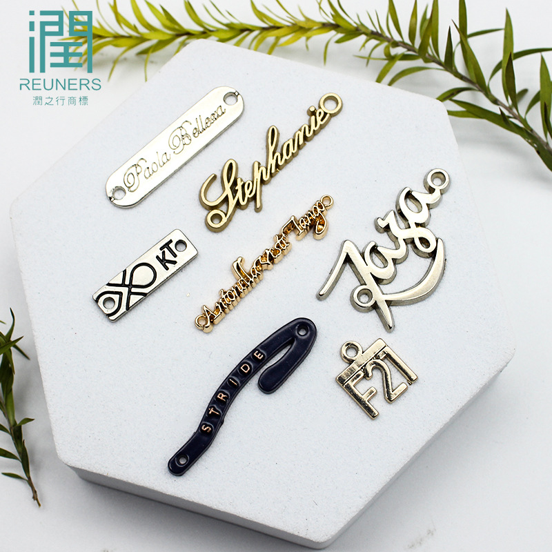 定制金属标牌logo电镀金礼盒贴片铭牌镂空字体分离镍片标贴名牌