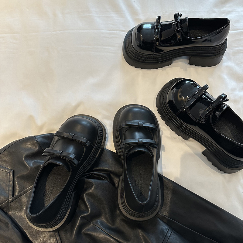 Fashionable French Style Beautiful Cute Style Bow Round Toe Loafers 2025 Spring Deep Mouth Step-on Retro Single-layer Shoes