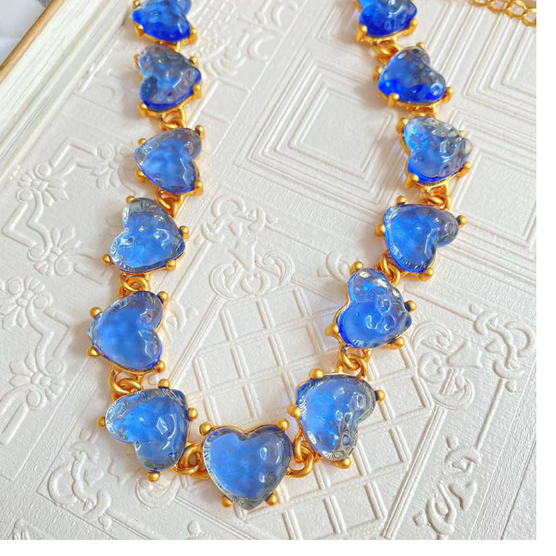 Retro Heart Shape Alloy Glass Inlay Artificial Gemstones Womenu0027S Bracelets Earrings Necklace